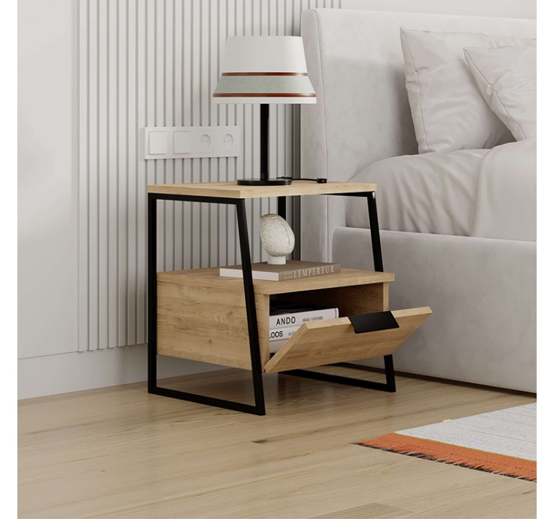 Κομοδίνο Pal Megapap χρώμα sapphire oak 45x40x50εκ.
