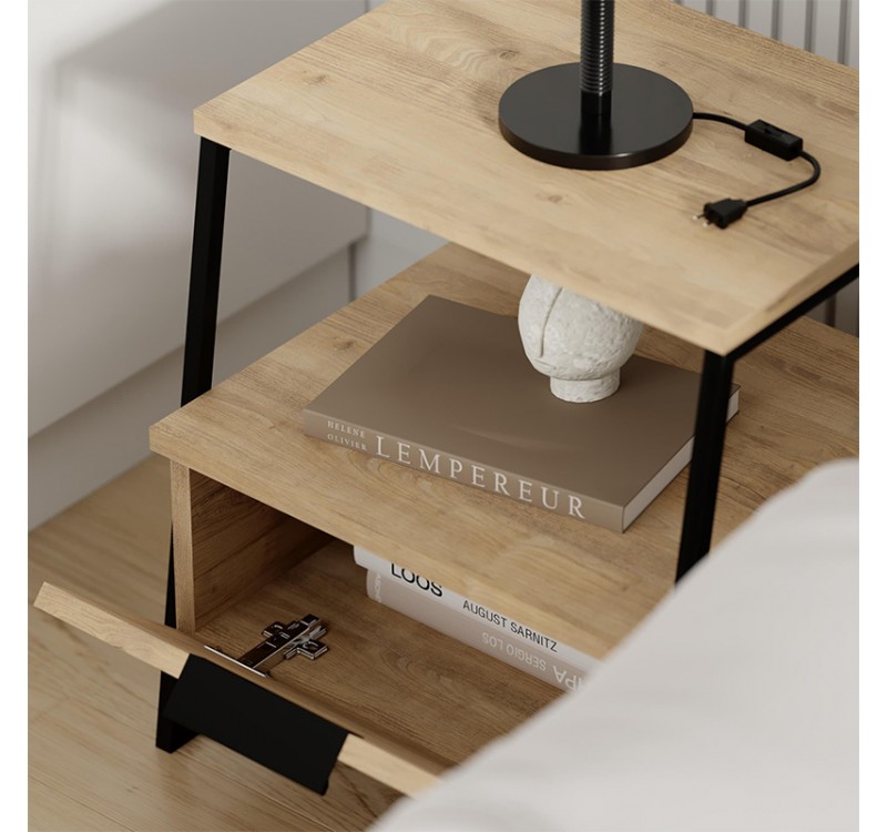 Κομοδίνο Pal Megapap χρώμα sapphire oak 45x40x50εκ.