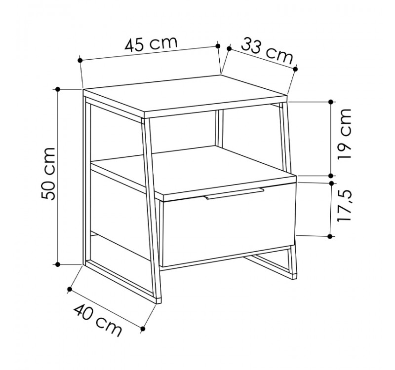 Κομοδίνο Pal Megapap χρώμα sapphire oak 45x40x50εκ.