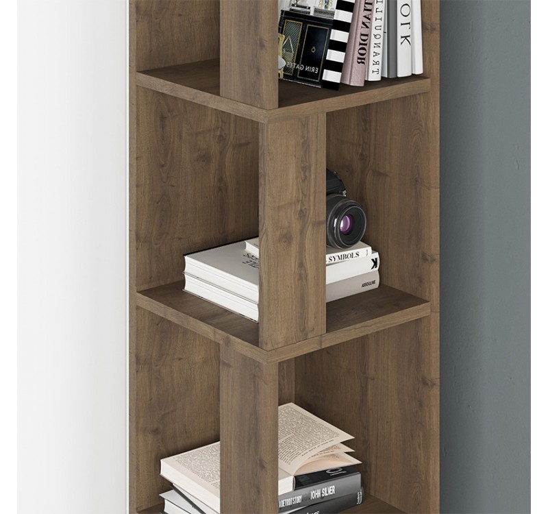 Βιβλιοθήκη γωνιακή Piano Megapap χρώμα ανοιχτό καρυδί 31,4x31,4x158,9εκ.