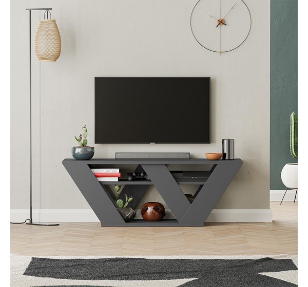 Έπιπλο τηλεόρασης Pipralla Megapap χρώμα ανθρακί 110x30x40εκ.