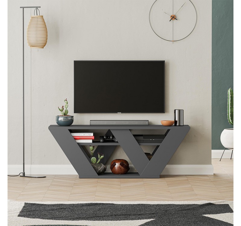 Έπιπλο τηλεόρασης Pipralla Megapap χρώμα ανθρακί 110x30x40εκ.