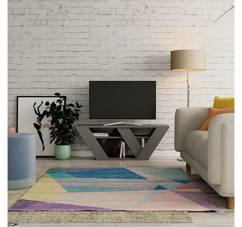 Έπιπλο τηλεόρασης Pipralla Megapap χρώμα ανθρακί 110x30x40εκ.