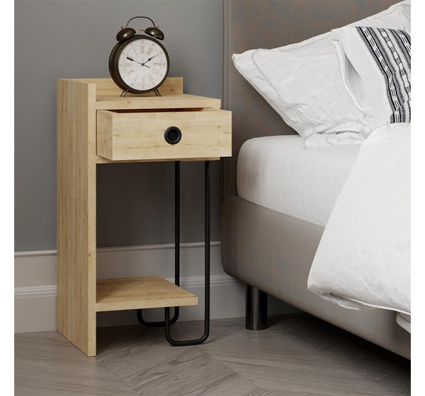 Κομοδίνο Sirius Megapap αριστερό χρώμα sapphire oak 32x30x61εκ.