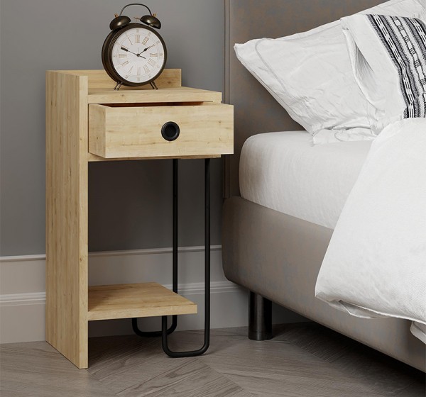 Κομοδίνο Sirius Megapap αριστερό χρώμα sapphire oak 32x30x61εκ.