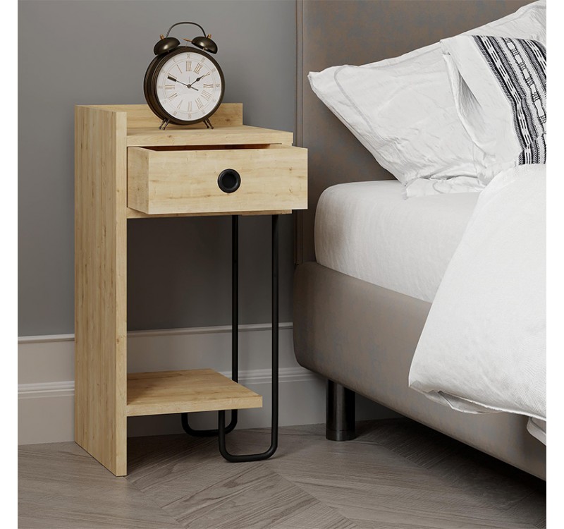 Κομοδίνο Sirius Megapap αριστερό χρώμα sapphire oak 32x30x61εκ.