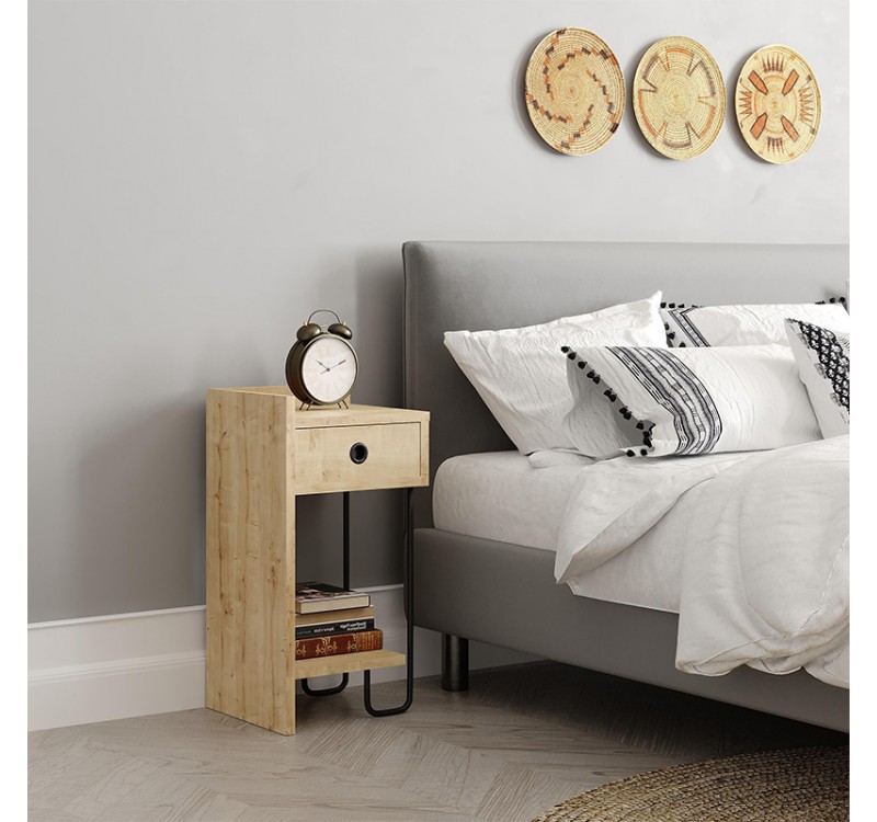 Κομοδίνο Sirius Megapap αριστερό χρώμα sapphire oak 32x30x61εκ.