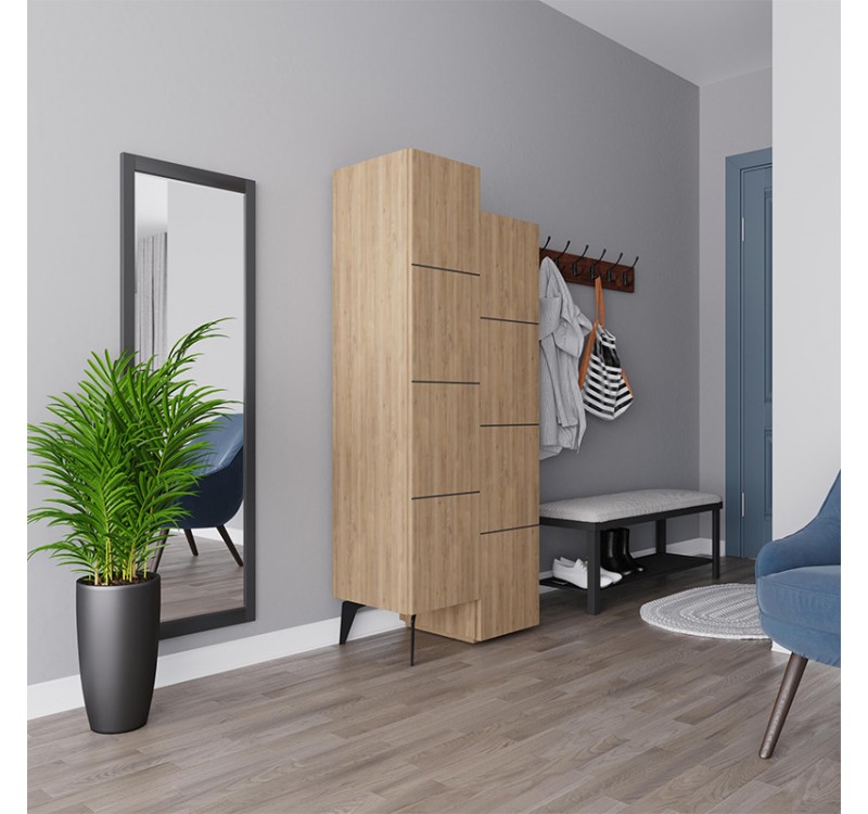 Ντουλάπι κουζίνας/μπάνιου - Παπουτσοθήκη Stair Megapap χρώμα sapphire oak 62,2x37,4x156εκ.