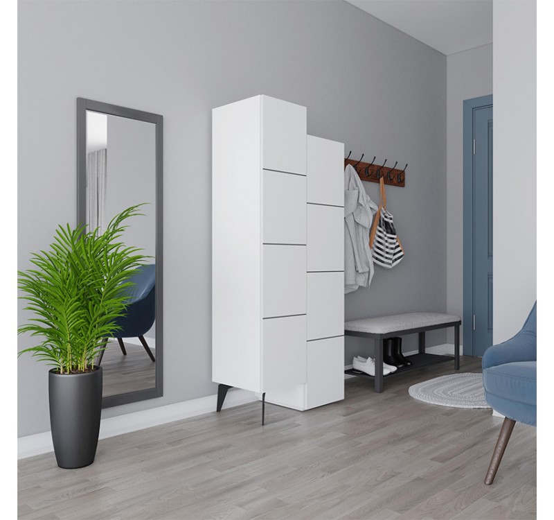 Ντουλάπι κουζίνας/μπάνιου - Παπουτσοθήκη Stair Megapap χρώμα λευκό 62,2x37,4x156εκ.