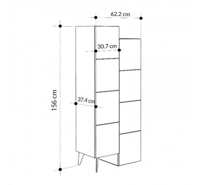 Ντουλάπι κουζίνας/μπάνιου - Παπουτσοθήκη Stair Megapap χρώμα λευκό 62,2x37,4x156εκ.