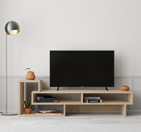 Έπιπλο τηλεόρασης Tetra Megapap χρώμα sapphire oak 136,7x40x42εκ.