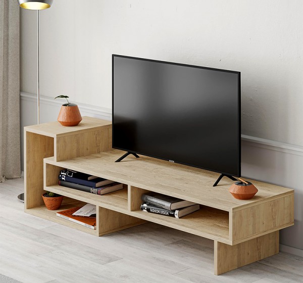 Έπιπλο τηλεόρασης Tetra Megapap χρώμα sapphire oak 136,7x40x42εκ.