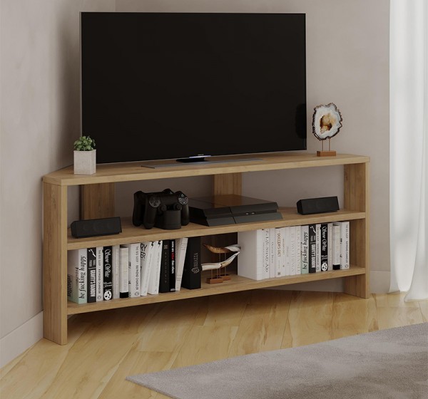 Έπιπλο τηλεόρασης γωνιακό Thales Megapap χρώμα sapphire oak 110x36x45εκ.