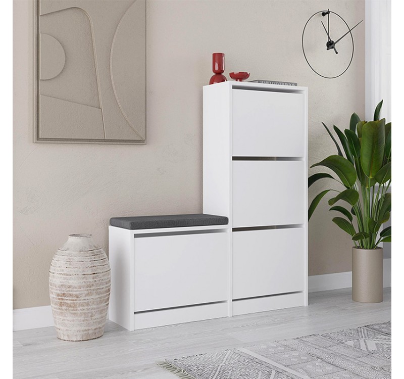 Παπουτσοθήκη Dude Megapap χρώμα λευκό 104,8x26x118,5εκ.