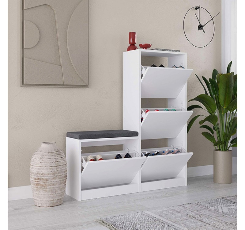 Παπουτσοθήκη Dude Megapap χρώμα λευκό 104,8x26x118,5εκ.