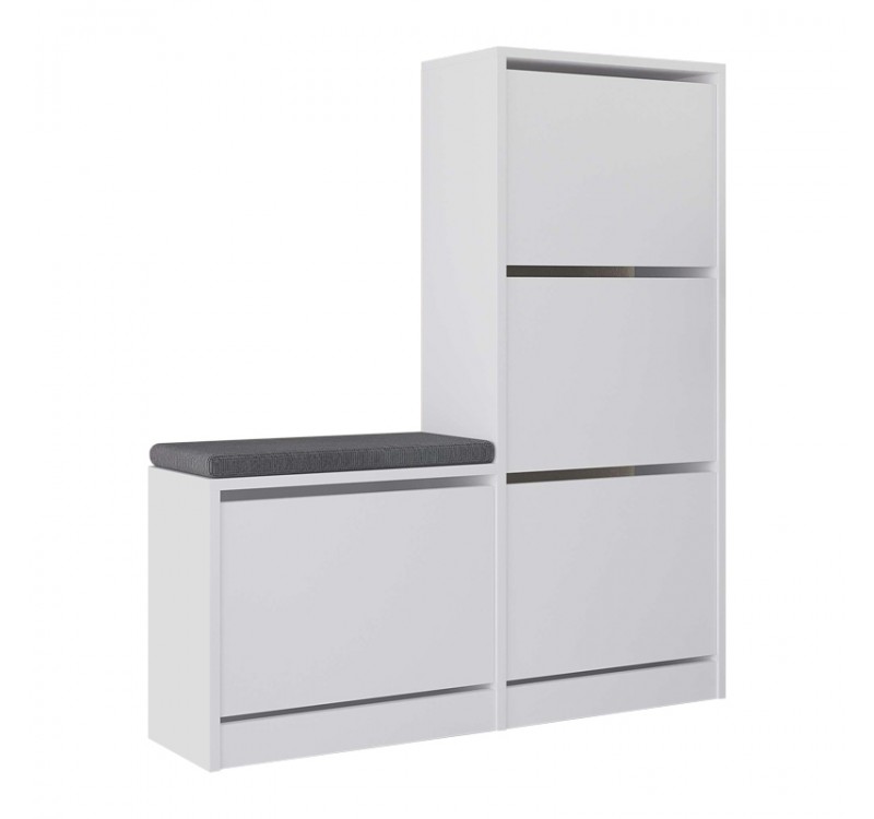 Παπουτσοθήκη Dude Megapap χρώμα λευκό 104,8x26x118,5εκ.