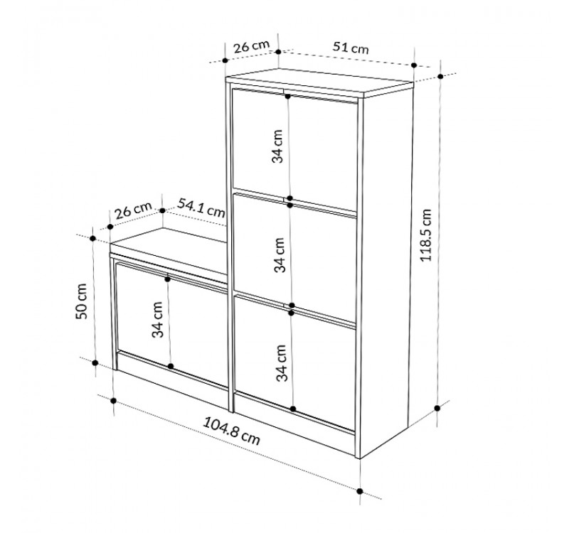 Παπουτσοθήκη Dude Megapap χρώμα λευκό 104,8x26x118,5εκ.