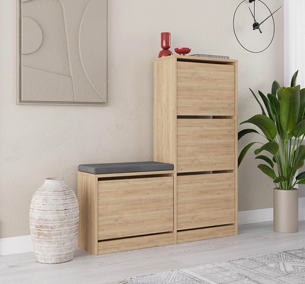 Παπουτσοθήκη Dude Megapap χρώμα sapphire oak 104,8x26x118,5εκ.