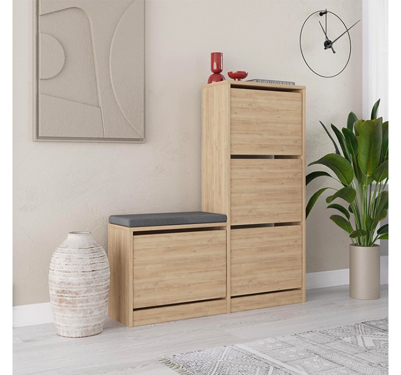 Παπουτσοθήκη Dude Megapap χρώμα sapphire oak 104,8x26x118,5εκ.