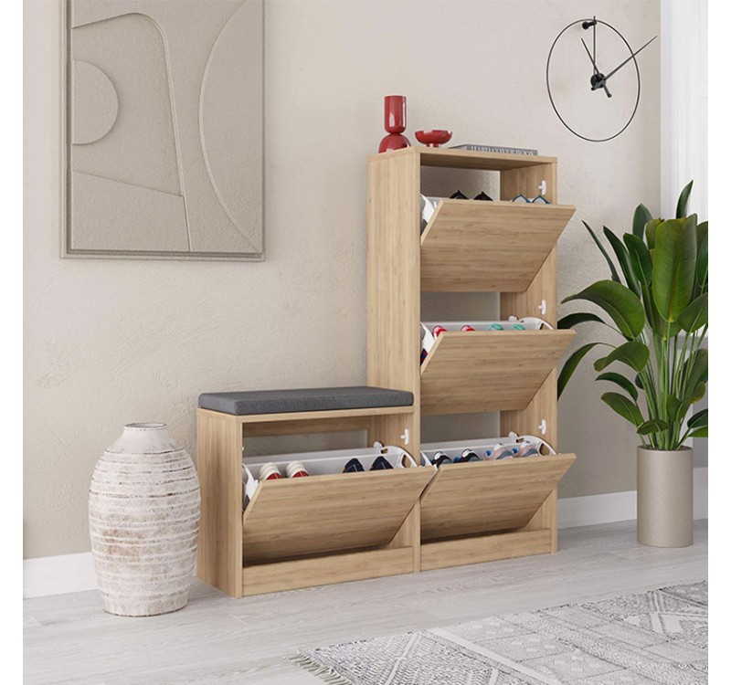 Παπουτσοθήκη Dude Megapap χρώμα sapphire oak 104,8x26x118,5εκ.
