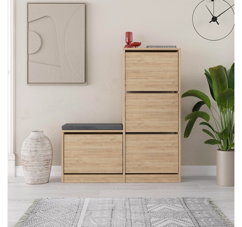 Παπουτσοθήκη Dude Megapap χρώμα sapphire oak 104,8x26x118,5εκ.