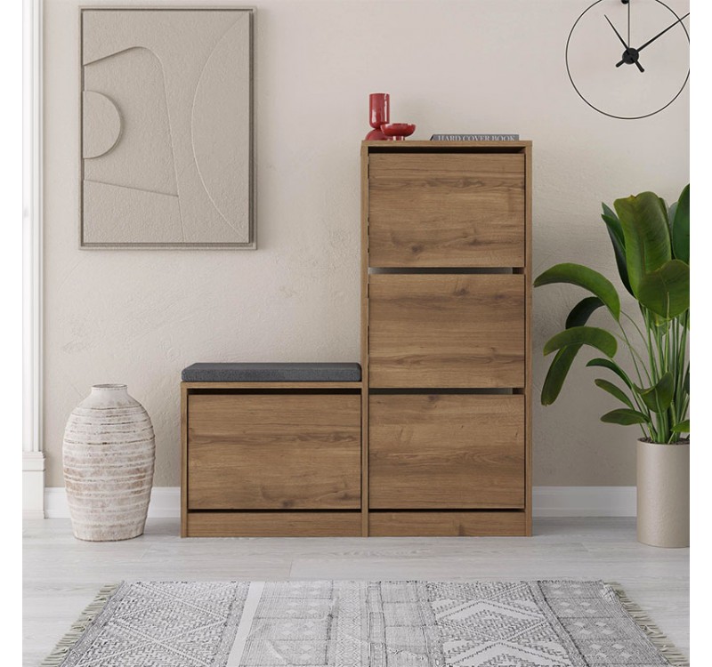 Παπουτσοθήκη Dude Megapap χρώμα ανοιχτό καρυδί 104,8x26x118,5εκ.