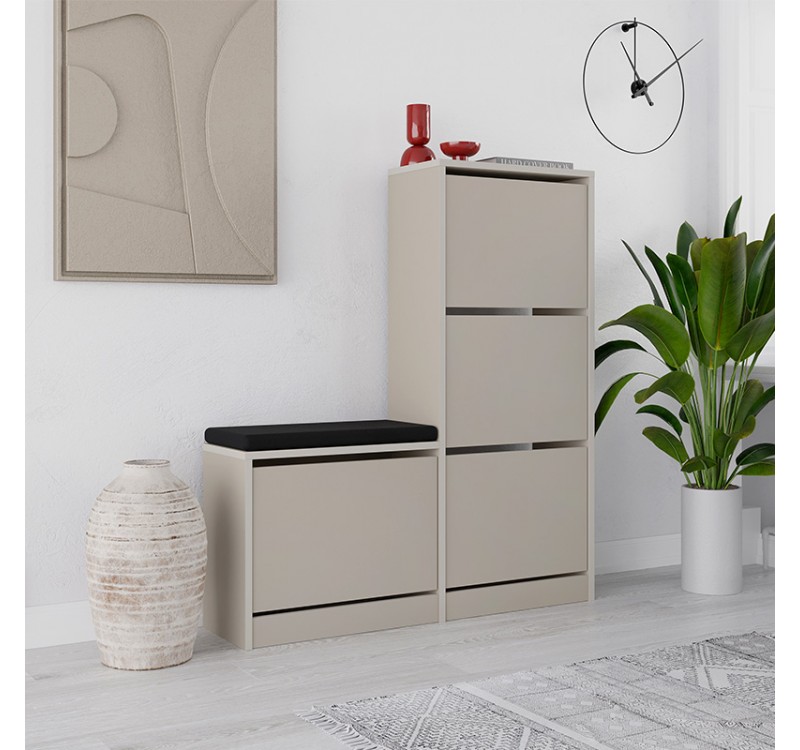 Παπουτσοθήκη Dude Megapap χρώμα sandstone 104,8x26x118,5εκ.
