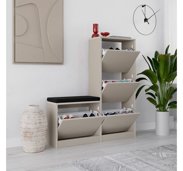 Παπουτσοθήκη Dude Megapap χρώμα sandstone 104,8x26x118,5εκ.