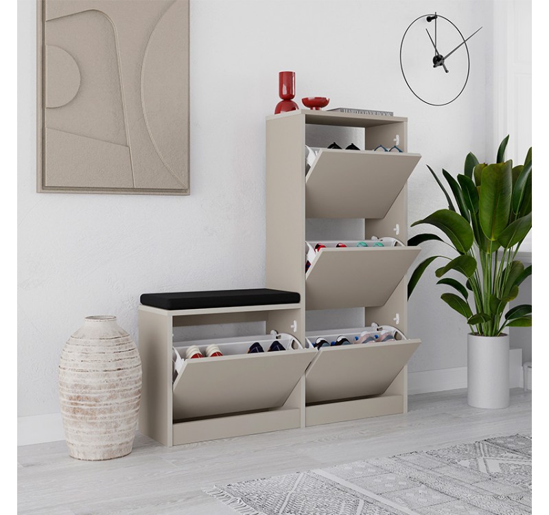 Παπουτσοθήκη Dude Megapap χρώμα sandstone 104,8x26x118,5εκ.