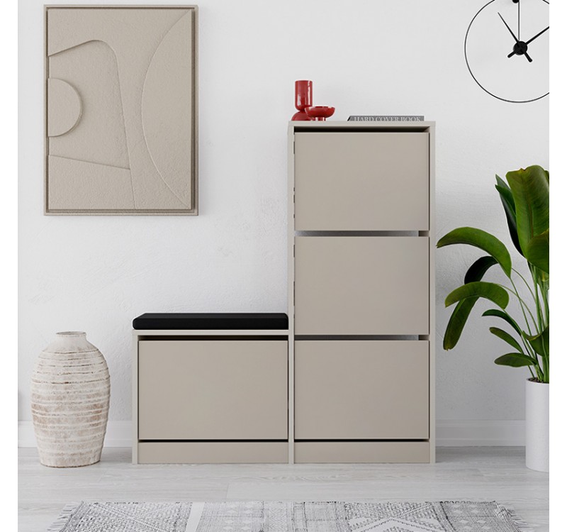 Παπουτσοθήκη Dude Megapap χρώμα sandstone 104,8x26x118,5εκ.