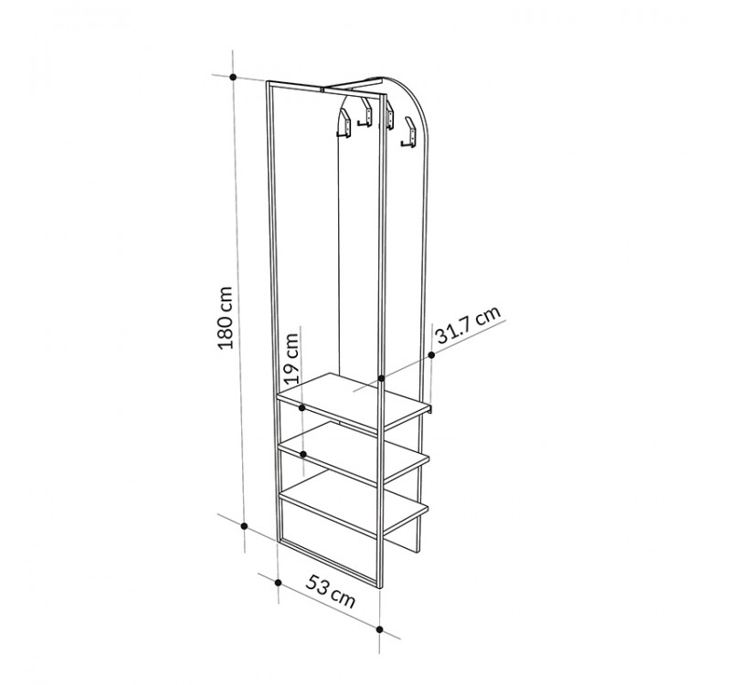 Έπιπλο εισόδου Archy Megapap χρώμα sapphire oak 53x31,7x180εκ.