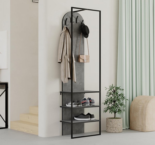 Έπιπλο εισόδου Archy Megapap χρώμα γκρι ρετρό 53x31,7x180εκ.