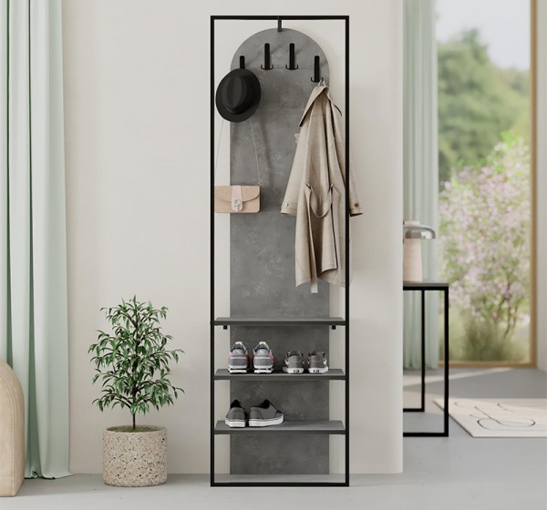 Έπιπλο εισόδου Archy Megapap χρώμα γκρι ρετρό 53x31,7x180εκ.