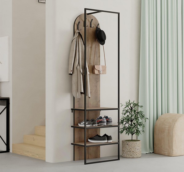 Έπιπλο εισόδου Archy Megapap χρώμα ανοιχτό καρυδί 53x31,7x180εκ.