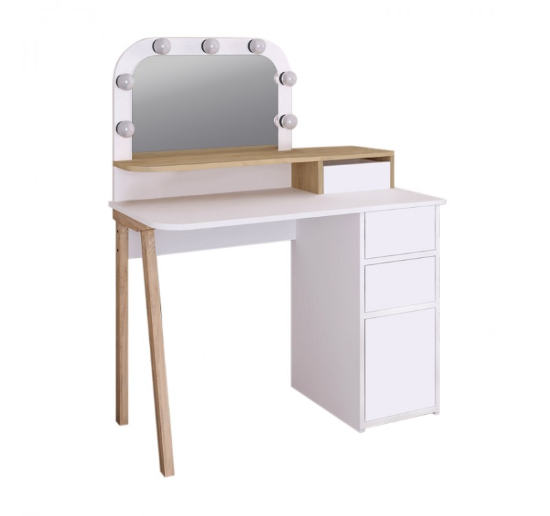 Τουαλέτα με καθρέπτη Avien Megapap με LED χρώμα λευκό - sapphire oak 105x51,1x131εκ.