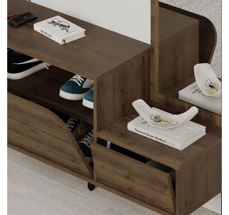 Έπιπλο εισόδου Mila Megapap με κρεμάστρα χρώμα ανοιχτό καρυδί 120x37x171,6εκ.