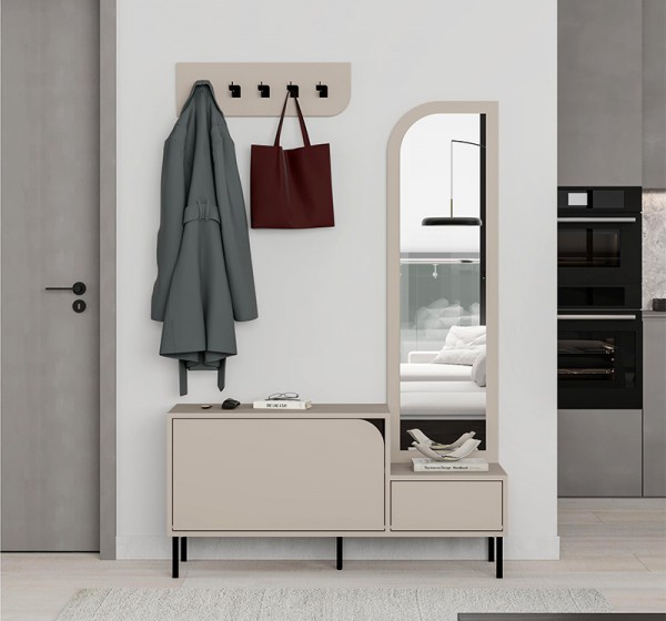 Έπιπλο εισόδου Mila Megapap με κρεμάστρα χρώμα sandstone120x37x171,6εκ.