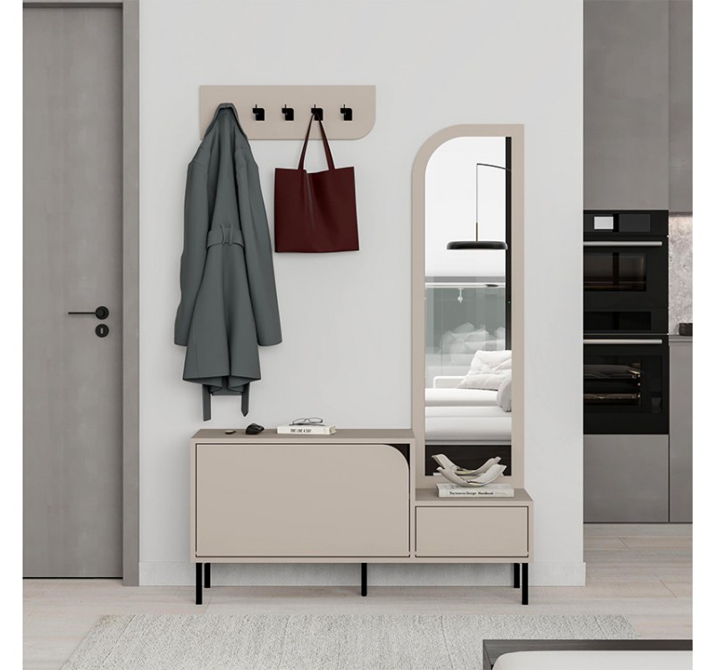 Έπιπλο εισόδου Mila Megapap με κρεμάστρα χρώμα sandstone120x37x171,6εκ.
