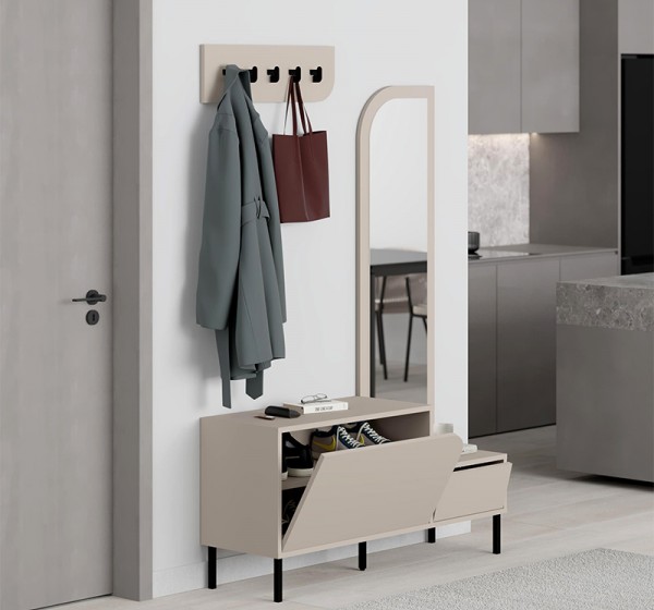 Έπιπλο εισόδου Mila Megapap με κρεμάστρα χρώμα sandstone120x37x171,6εκ.