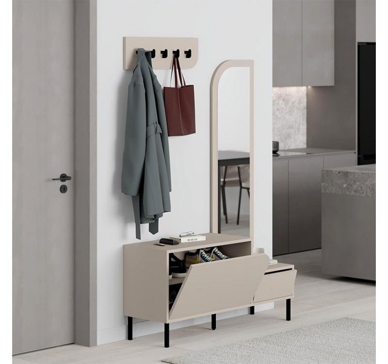 Έπιπλο εισόδου Mila Megapap με κρεμάστρα χρώμα sandstone120x37x171,6εκ.
