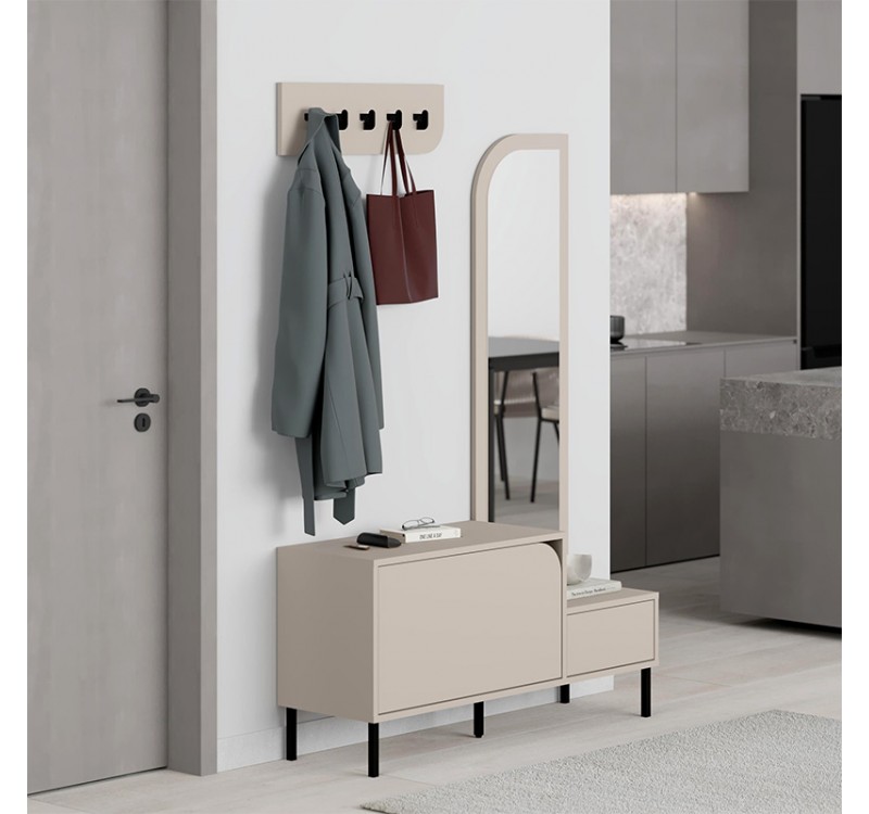 Έπιπλο εισόδου Mila Megapap με κρεμάστρα χρώμα sandstone120x37x171,6εκ.
