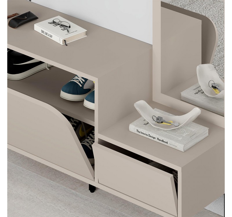 Έπιπλο εισόδου Mila Megapap με κρεμάστρα χρώμα sandstone120x37x171,6εκ.