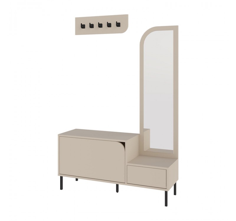 Έπιπλο εισόδου Mila Megapap με κρεμάστρα χρώμα sandstone120x37x171,6εκ.