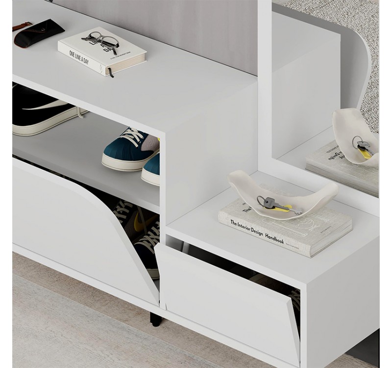 Έπιπλο εισόδου Mila Megapap με κρεμάστρα χρώμα λευκό 120x37x171,6εκ.