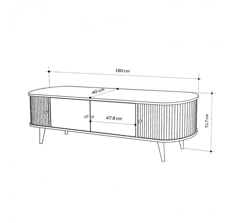 Έπιπλο τηλεόρασης Gentle Megapap χρώμα sapphire oak 180x40x52εκ.