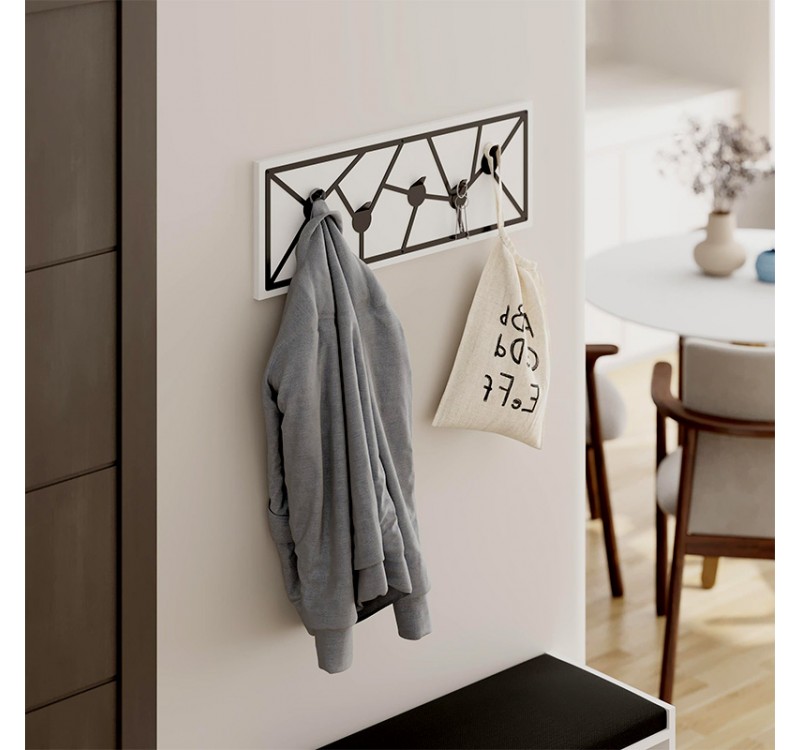 Κρεμάστρα τοίχου Trace Megapap χρώμα λευκό 74,6x1,8x26,6εκ.