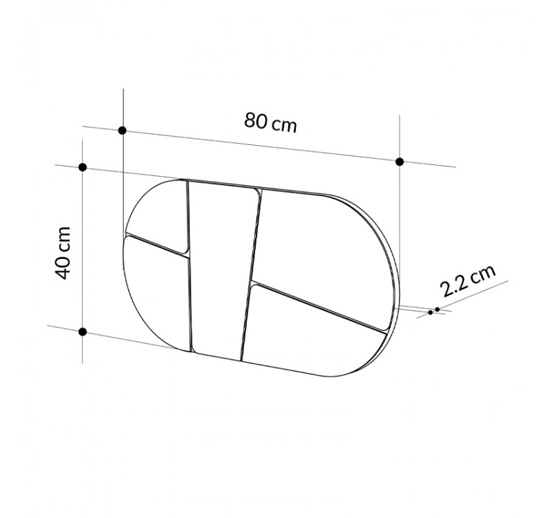 Καθρέπτης τοίχου Otis Megapap χρώμα μαύρο 80x2,2x40εκ.