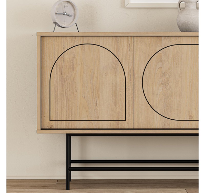 Μπουφές Joji Megapap χρώμα sapphire oak - silky black 186,8x40x77,6εκ.