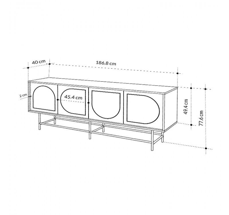 Μπουφές Joji Megapap χρώμα sapphire oak - silky black 186,8x40x77,6εκ.