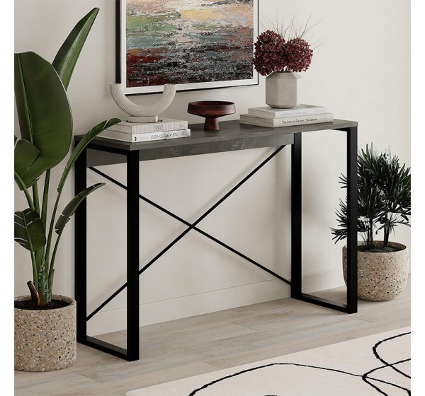 Κονσόλα Archie Megapap χρώμα γκρι ρετρό - μαύρο 110x35x75εκ.